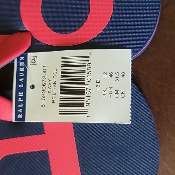 Polo Ralph Lauren Mens Flip Flops Size 13 New Red and Blue - Picture 5 of 6